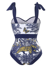 Load image into Gallery viewer, Animal Floral Print Strap One Piece With Bathing Suit Wrap Skirt