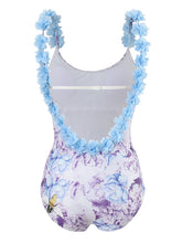 Load image into Gallery viewer, Floral Print Flower Strap One Piece With Bathing Suit Wrap Skirt