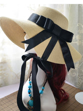 Load image into Gallery viewer, Sweet Green Bow Vintage Pride And Prejudice Same Style 1950S Straw Hat