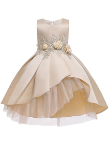 Kids Little Girls' Dress Rose Birthday Christening Dress