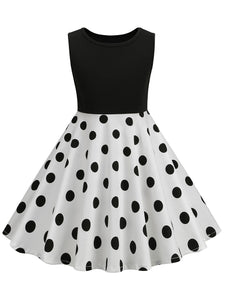 Kids Little Girls' Dress Crew Neck Polka Dot Cotton 1950S Vintage Dress