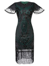 Load image into Gallery viewer, 6 Colors Short Sleeve 1920s Sequined Flapper Dress