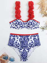 Load image into Gallery viewer, Floral Print Flower Strap Two Pieces With Bathing Suit Wrap Skirt