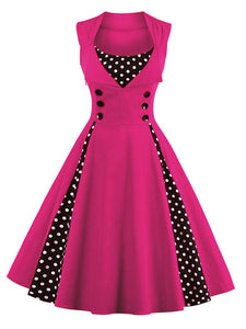 Polka Dot Square Neck Slim Fit Vintage Dress