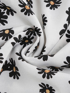Square Neck Daisy Print Retro 1950S Dress