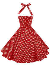 Load image into Gallery viewer, Red Polka Dots Halter Classis Style 1950S Dress