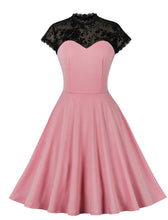 Load image into Gallery viewer, Lace Semi Sheer Cap Sleeve 1950S Vintage Swing Dress