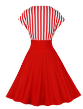 Load image into Gallery viewer, Green Stripe Raglan Sleeves 1950S Vintage Swing Dress