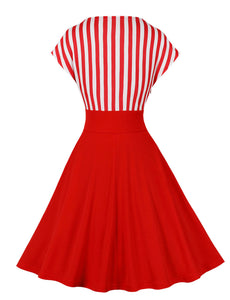Green Stripe Raglan Sleeves 1950S Vintage Swing Dress