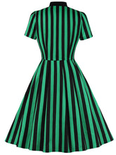 Load image into Gallery viewer, Green and Black Stripe With Pockets 50S Halloween Dress