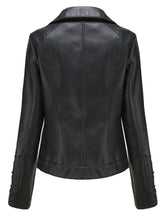 Load image into Gallery viewer, Black Weave Long Sleeve PU Leather Motorcycle Jacket