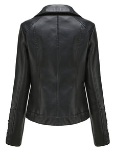 Black Weave Long Sleeve PU Leather Motorcycle Jacket