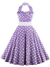 Load image into Gallery viewer, Polka Dots Off the Shoulder High Waist Halter 1950 Dress