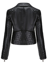 Load image into Gallery viewer, Crop Coat Long Sleeve PU Leather Motorcycle Jacket For Women