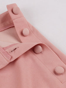 Pink Button High Wasit Swing 1950S Vintage Dance Skirt