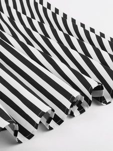Beetlejuice Costume Black and White Vertical Stripe Swing Dress With Tie