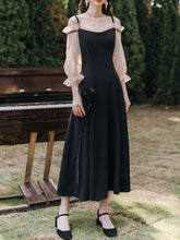 Load image into Gallery viewer, Ballet Cold Shoulder Vintage Little Black Dress