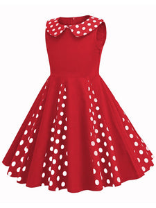 Kids Little Girls' Dress Peter Pan Collar Polka Dot Cotton 1950S Vintage Dress