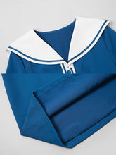 Load image into Gallery viewer, Navy Style Big Collar Salior 1950S Vintage Dress