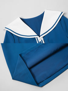 Navy Style Big Collar Salior 1950S Vintage Dress