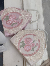 Load image into Gallery viewer, 1950S Embroidered Rose Vintage Pearl Handbag Satin Banquet Bag