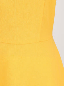 Yellow Cut Out Sleeveless 1950S Vinatge Dress With Pockets