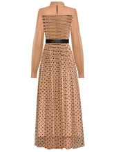 Load image into Gallery viewer, Honey Flocking Polka Dots Long Sleeve Maxi Party Dress