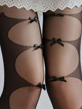 Load image into Gallery viewer, Solid Color White Lace Bow Sheer Thigh High Stockings