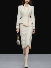 Load image into Gallery viewer, 2PS Apricot Tweed Top Jacket And Skirt 1960S Vintage Suit
