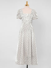 Load image into Gallery viewer, Blue Polka Dots Puff Sleeve Vintage Style 1950S Dress