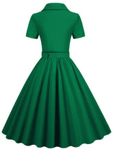 Load image into Gallery viewer, Solid Color 1950S Vintage Shirt Swing Dress