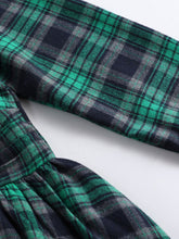 Load image into Gallery viewer, Green Plaid 3/4 Sleeve V Neck 1950S Vintage Dress