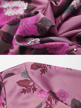 Load image into Gallery viewer, Purple Floral Print Long Sleeve 1940S Vintage Shirt Dress