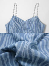 Load image into Gallery viewer, 2PS White 1950S Vintage Classic Top And Spaghetti Strap Denim Swing Dress Suit
