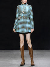 Load image into Gallery viewer, Plaid Stand Collar Houndstooth Tweed 1940S Coat