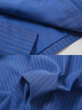 Load image into Gallery viewer, 2PS Blue Vertical Striped Lapel Sleeveless Slim Top High Waist Asymmetric Short Skirt Set