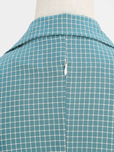 Load image into Gallery viewer, Green Plaid Turn Down Collar Short Sleeves 1950S Vintage Shirt Dress