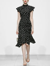 Load image into Gallery viewer, Black Polka Dots Butterfly Sleeve 1940S Vintage Dress
