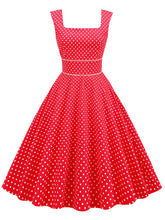 Load image into Gallery viewer, Red Polka Dots Sleeveless 1950S Vinatge Dress With Pockets