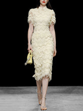 Load image into Gallery viewer, Green Heavy Lace Fabric Embroidered Tassel 1940S Vintage Dress