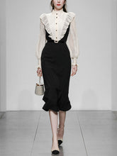 Load image into Gallery viewer, White Lace Shirt Fake Two-Piece Fishtail Dress