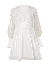 Load image into Gallery viewer, 1960S White Puff Long Sleeve Organza Dress