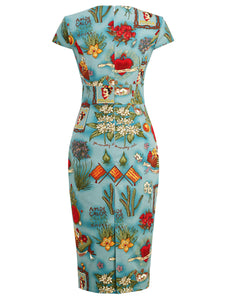 Floral  Queen Collar 1960S Bodycon Dress