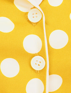 Green Polka Dots Turn Down Collar Short Sleeves 1950S Vinatge Shirt Dress