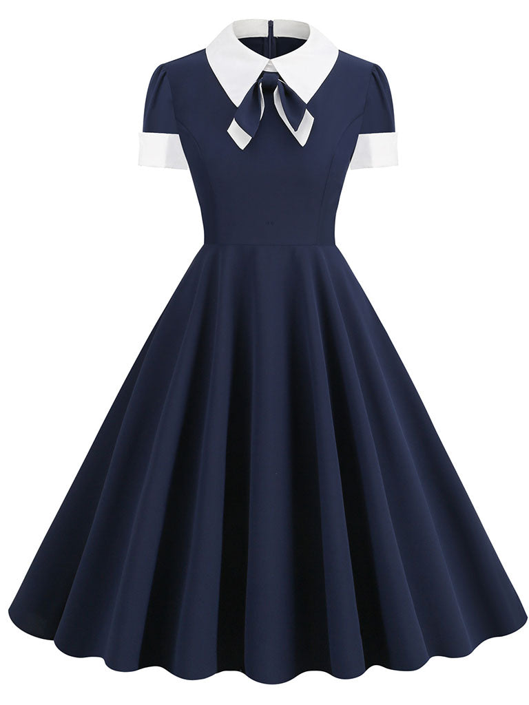 navy retro dress The Alexis Swing Dress in Navy Vintage Diva