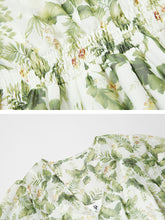 Load image into Gallery viewer, Light Green Floral Print V Neck Vintage Style Ruffles Dress