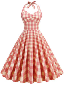 3 Colors Plaid Halter Classis Vintage Style 1950S Dress