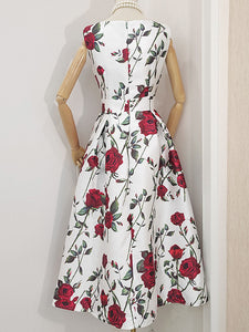 Roce Print Sleeveless Classic 1950S Vintage Garden Party Dress
