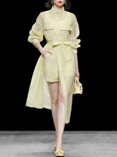 Load image into Gallery viewer, 4PS Yellow 1950S Vintage Camisole Lace Vest And Shorts Coat Set