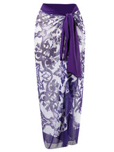 Load image into Gallery viewer, Blue And White Porcelain Retro Style V Neck One Piece With Bathing Suit Wrap Skirt